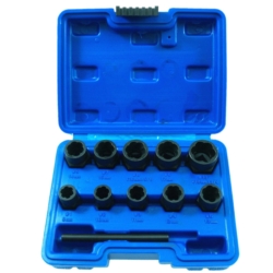 DAMAGED NUT REMOVER SET 9-19MM 3/8" 10X +DRIFT-PUNCH CR-MO